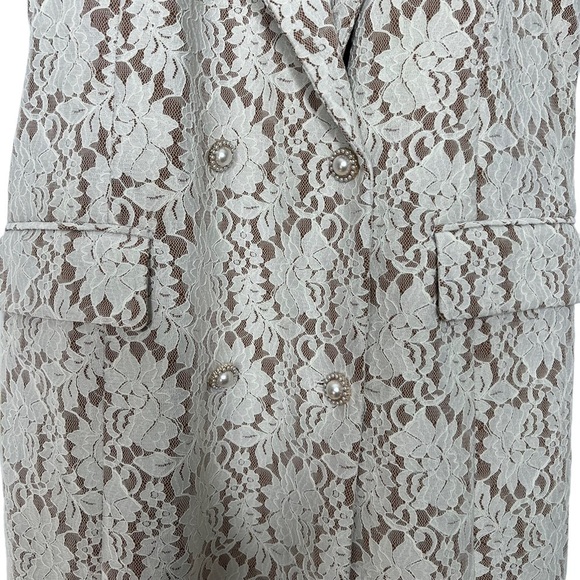 Anthropologie Hutch Sleeveless Double-Breasted White Lace Blazer Dress L NEW - Picture 11 of 16